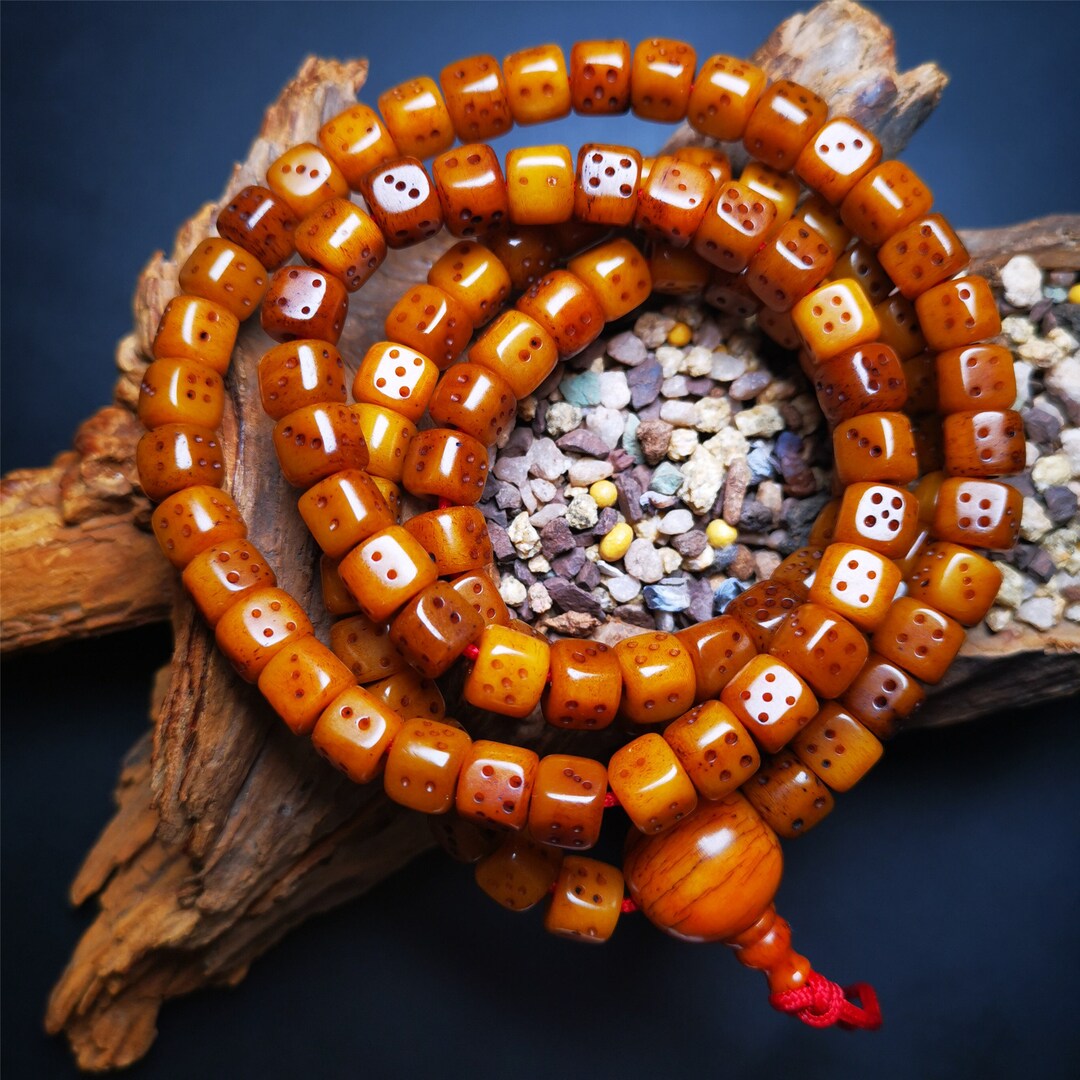 Gandhanra Handmade Tibetan Yak Bone Dice Beads Mala Etsy