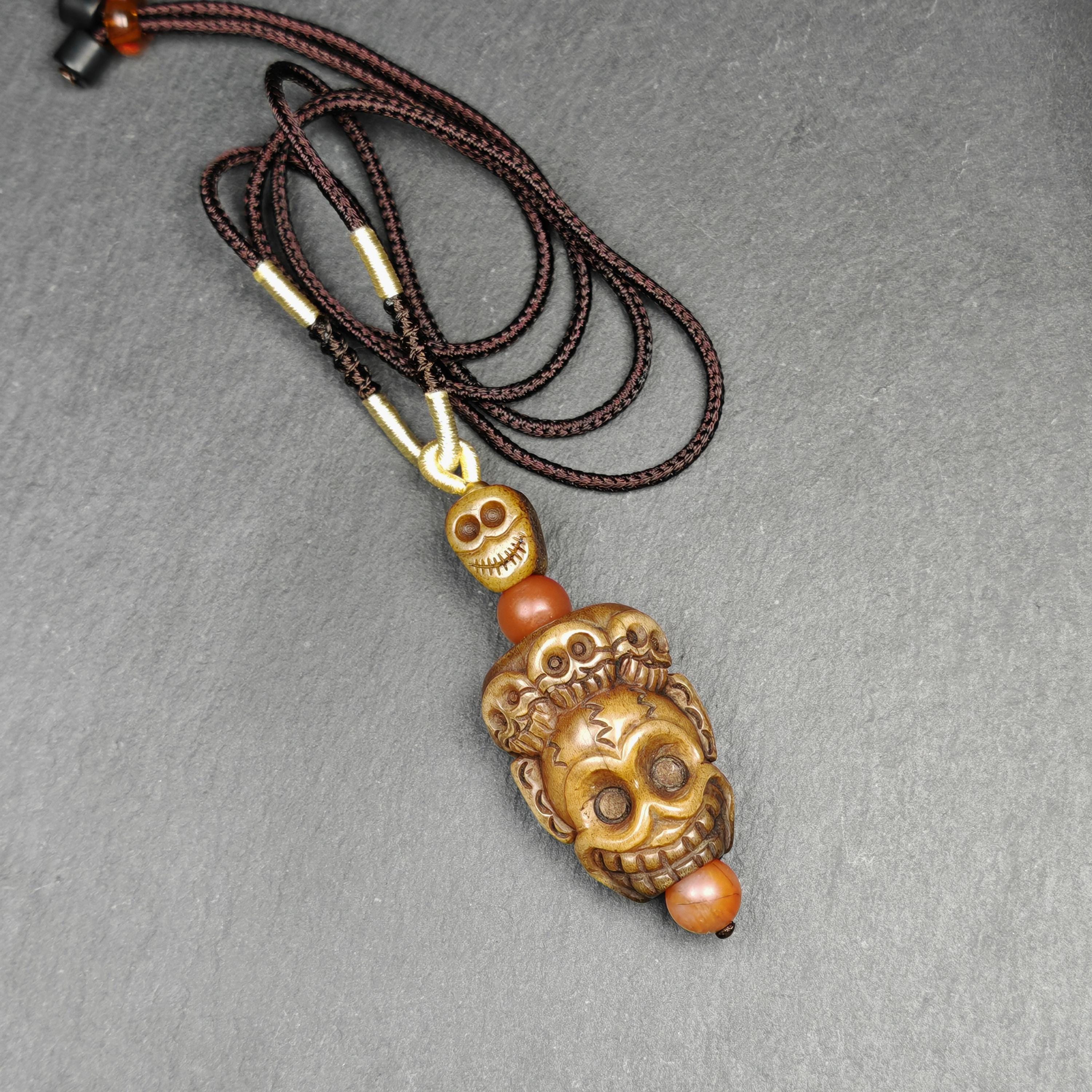 Unique Citipati Skull Protective Charm,gandhanra Vintage Tibetan