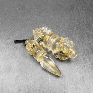Gandhanra Old Crystal Dorje Vajra / Phurba Amulet - Tibetan Dharma Ritual Implement - Decades Old