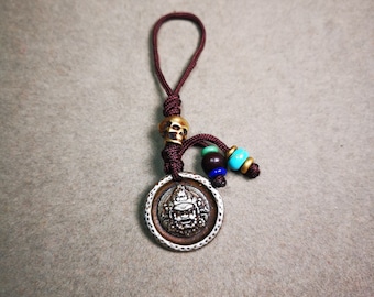 Gandhanra Handmade Tibetan Amulet Badge,Mahakala Pendant, Buddhist Protector Deity
