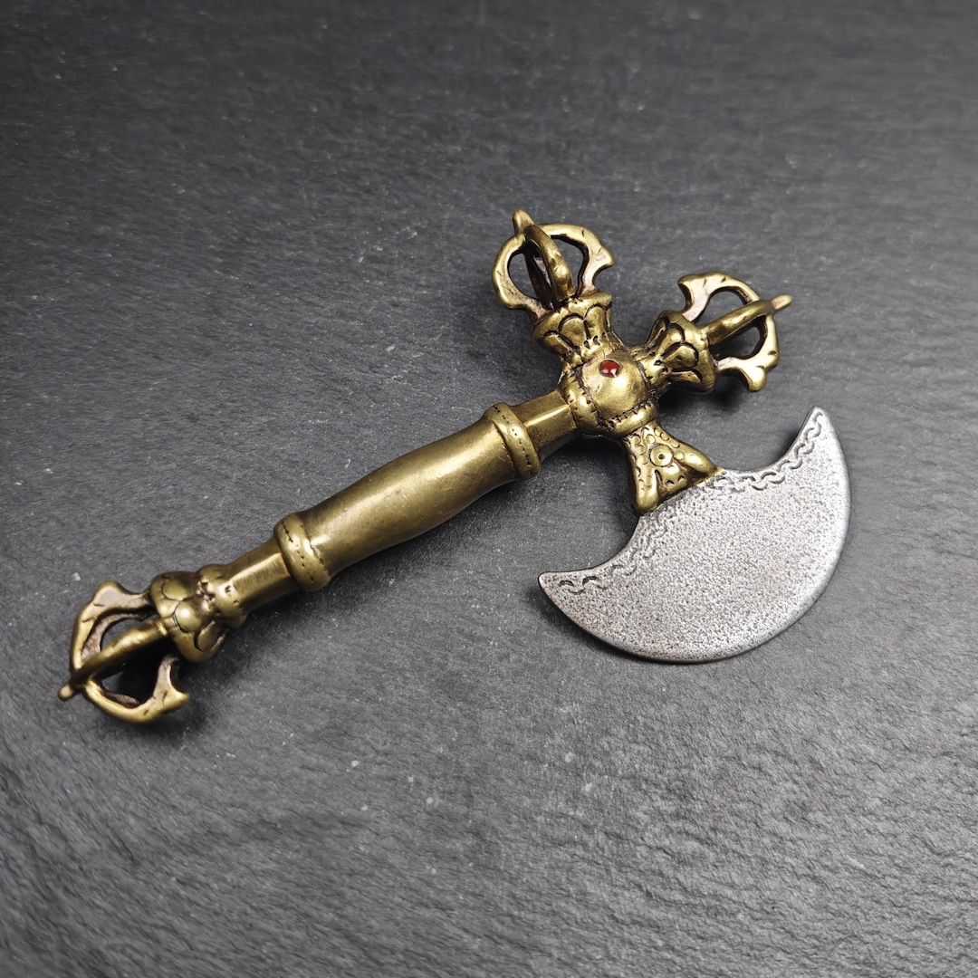 Handmade Tibetan Kartika – Cross Vajra Ritual Implement, Cold Iron