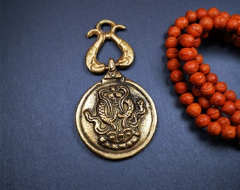 ガンダンラ ヴィンテージ チベット仏教カレンダー バッジ、メロン