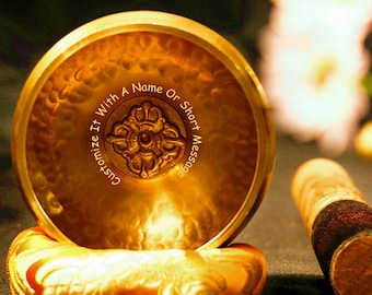 3,2" Gcandhanra personnalisé gravé bol chantant avec croix Vajra Symble, bol chantant tibétain, bol de méditation, bol de guérison