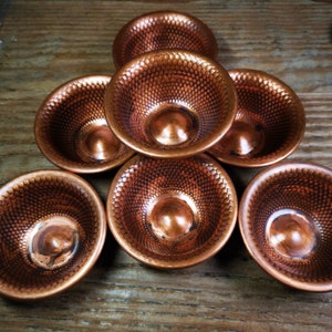 Gandhanra Handmade Tibetan Buddhist Water Offering Bowls,Yonchap Bowls,Made of Red Copper,1 Set of 7 Bowls