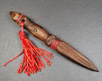 Gandhanra Old Tibetan Amulet,Unique Sandalwood Kila(Dorje Phurba), Dharma Ritual Implement from Gengqing Monastery,6.7&quot;