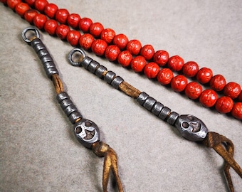 Gandhanra Handmade Tibetan Buddhist Mala Counters,Prayer Bead Counters,with Skull Sītavana Pendant, Made of  Cold Iron