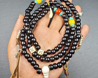 本物の10mmココナッツネックレスマーラー：古いチベットのロザリオ108