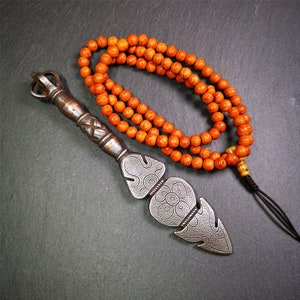 Gandhanra Handmade Tibetan Buddhist Ritual Implement - Kila -Dorje Phurba,Made of Cold Iron inlaid Copper,7.8&quot;