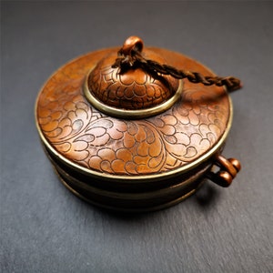 Gandhanra 8.5cm/10.5cm Copper Case,Mandala Pattern, fit for Tibetan Cymbals, Tingsha Bell,Handmade in Nepal