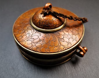 Gandhanra 8.5cm/10.5cm Copper Case,Mandala Pattern, fit for Tibetan Cymbals, Tingsha Bell,Handmade in Nepal