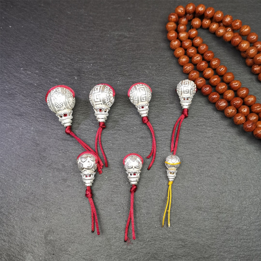 Craftdady Tibetan Silver Guru Beads - 20 Sets 3-Hole Buddha Mala Beads For Jewelry Making