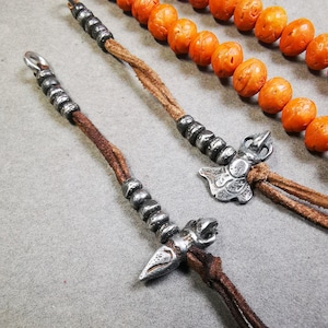 Gandhanra Handmade 5mm Tibetan Buddhist Prayer Bead Counters for 6-15mm Mala,with Kila and Kartika Pendant,Made of Cold Iron