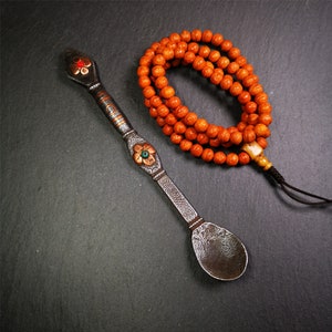 Gandhanra Handmad Tibetan Buddhist Tsog Offering Spoon,Serving Ritual Implement for Worship Ceremony,7.1&quot;