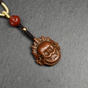 Gandhanra Antique Tibetan Gau Box Amulet,Unique Citipati Skull Ghau Shrine,Mini Tibetan Buddhist Altar Necklace with Colorful Offerings