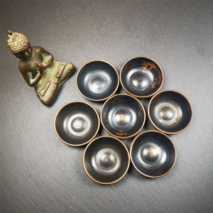 Gandhanra Handmade Tibetan Buddhist Water Offering Bowls,Yonchap Bowls,Made of Red Copper,1 Set of 7 Bowls,1.9&quot;