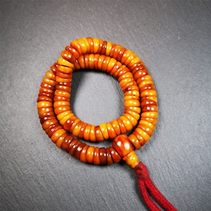 Gandhanra Original Wave Shape Tibetan Yak Bone Mala Beads Necklace, Hand-carved Tibetan Prayer Beads for Meditation