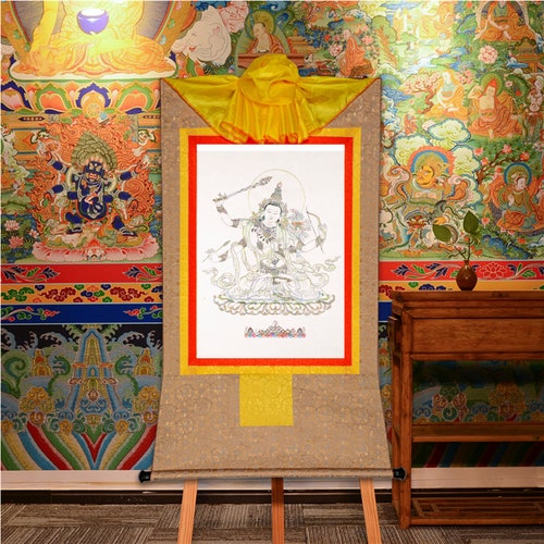 Gandhanra Tibetan Woodblock Thangka Art,Manjusri,Wisdom Buddha,Buddhist Tapestry,From Derge shops Sutra Printing Temple
