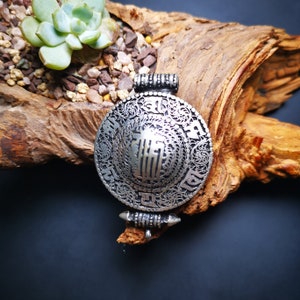 Gandhanra Antique Gau Ghau Shrine, Mini Tibetan Buddhist Altar Amulet Pendant,OM and Kalachakra Symbol