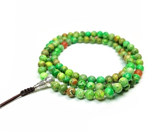 Gandhanra Unique Tibetan Siliceous Rock Beads Mala,6mm Prayer Beads for Women,27.6" Length