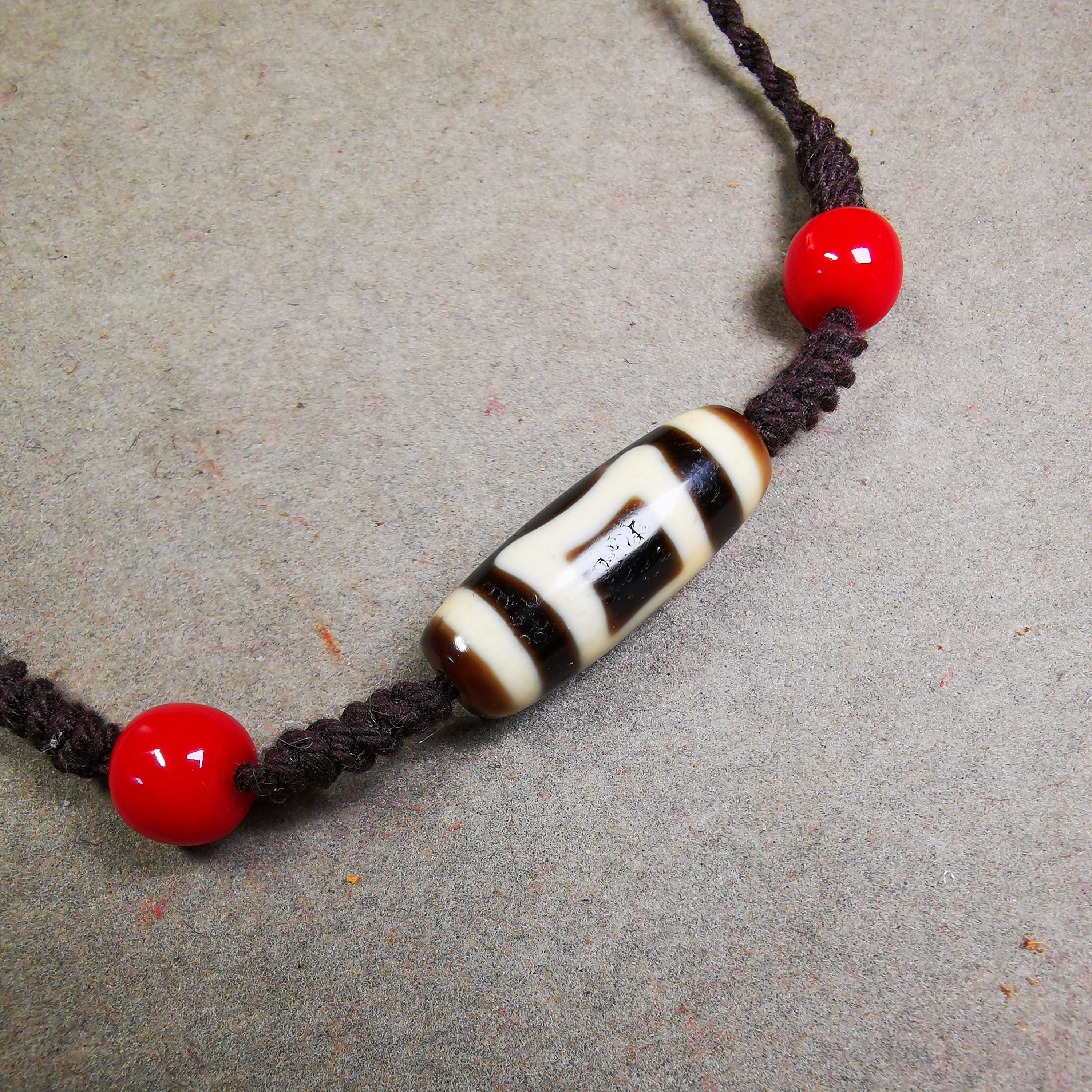 Gandhanra Antique Tibetan Dzi Bead Necklace,sky & Earth Dzi (30