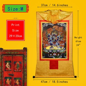 Gandhanra Bronzing Printed Thangka Art - Vajrakilaya Thangka, Vajrakumara, Hand Framed Tibetan Buddhist Thangka Wall Hanging