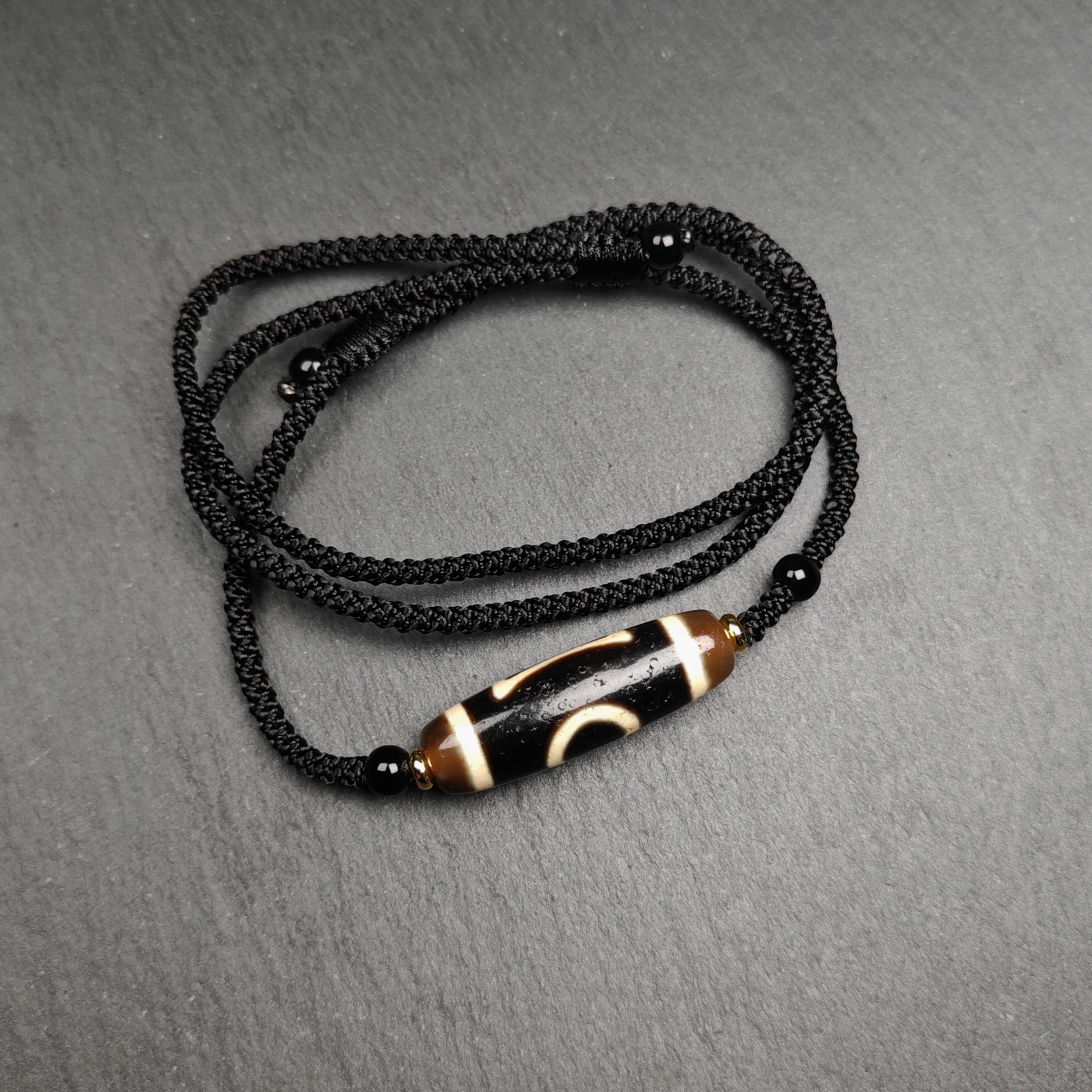 Gandhanra Tibetan Heaven & Earth Dzi Bead Necklace,protective