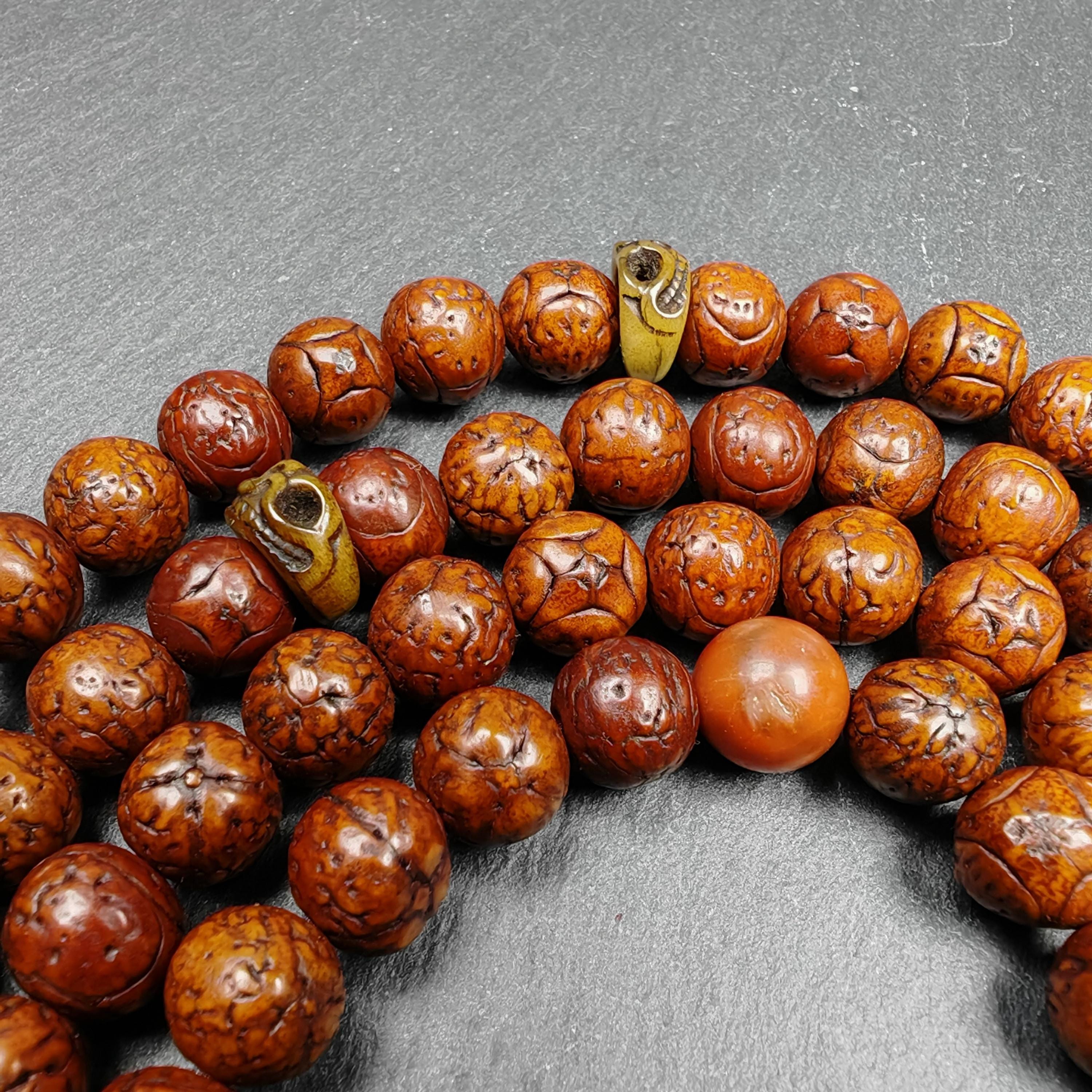 Authentic 9mm Kirin Eyes Bodhi Seed Necklace Mala: Tibetan 108