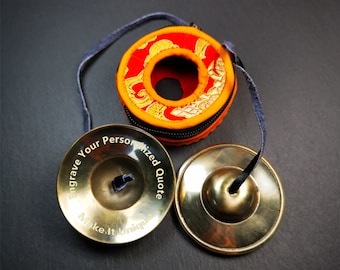 Gandhanra Customized Engrave Tibetan Cymbals,7cm / 2.75" Tingsha Bell,Buddhism Ritual Implement,Handmade in Nepal,Shiny Color