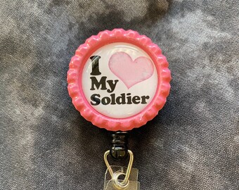 Love My Soldier Badge Holder