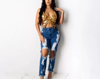 sequin crop top outfits