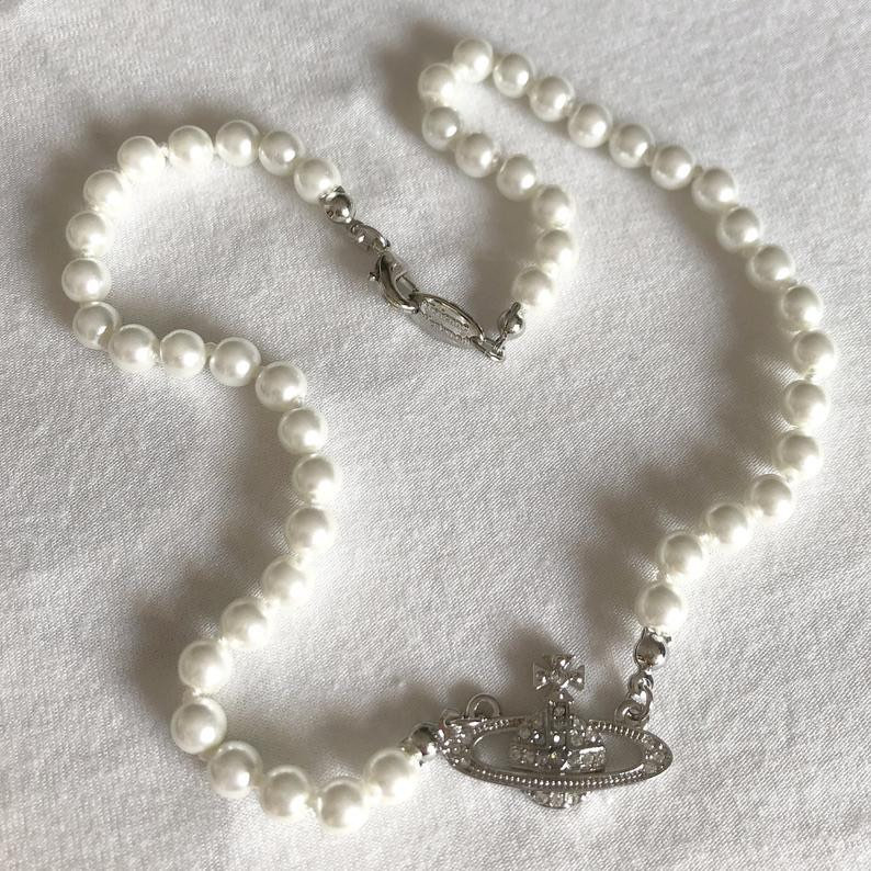 Collar de perlas Vivienne Westwood / 16 pulgadas. Collar Etsy