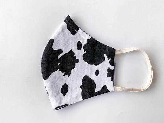 Cow Print Face Mask With Filter Pocket 2 Layers Reusable | Etsy