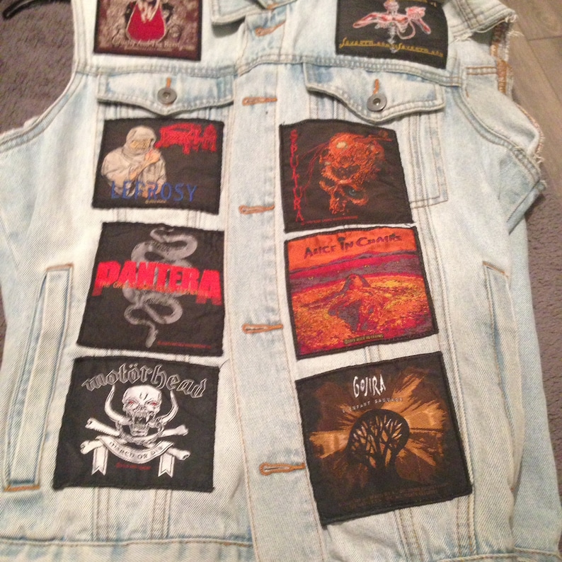 heavy metal battle vest black metal pantera iron maiden waistcoat motorhead |death| alice in chains| patches |