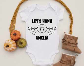 Halloween Personalized Onesie, Halloween Lets Hang, Lets Hang Bats Onesie, Spooky Baby Onesie, Funny Halloween Onesie, First Baby Halloween