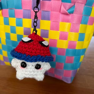 Crochet Mushroom Spiderman Keychain