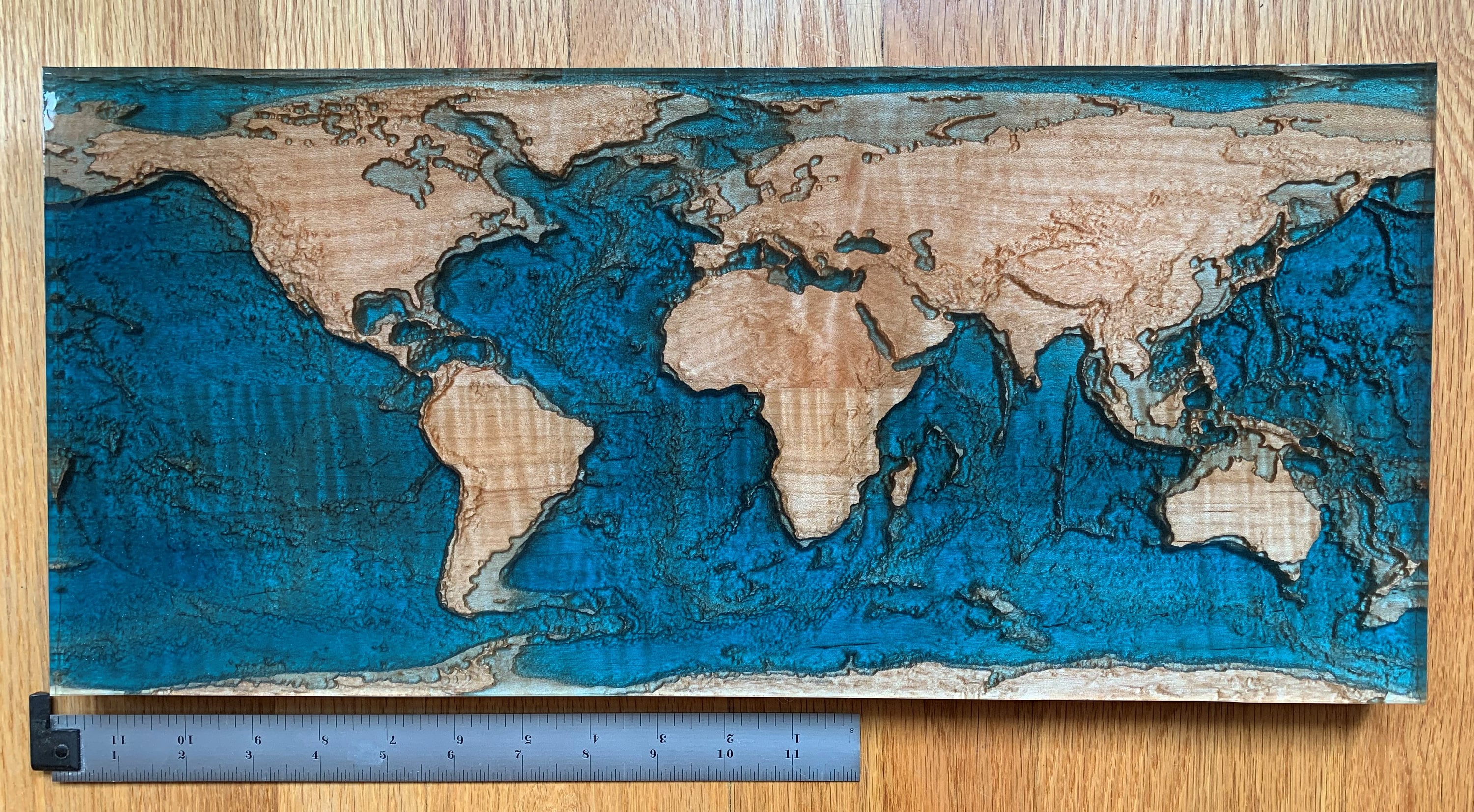 Topographic and Bathymetric World Map Carving Art Etsy UK