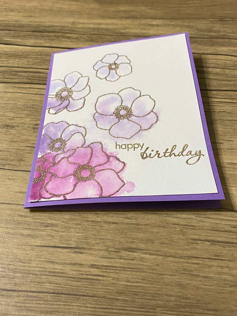 Purple Watercolor Flower Birthday Card