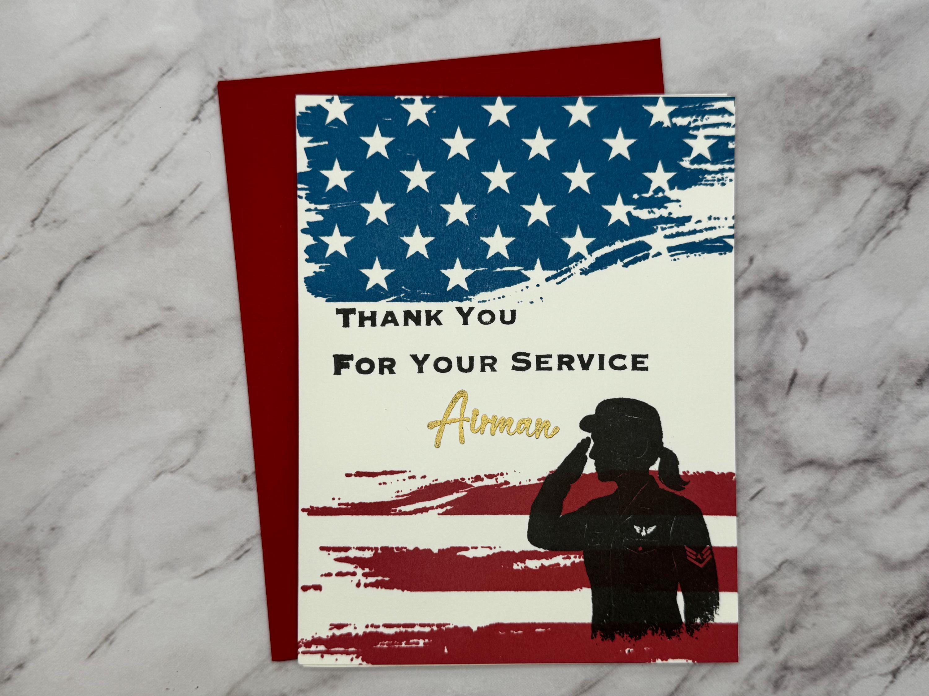 Handmade Thank You Military Service Card, Female Veteran