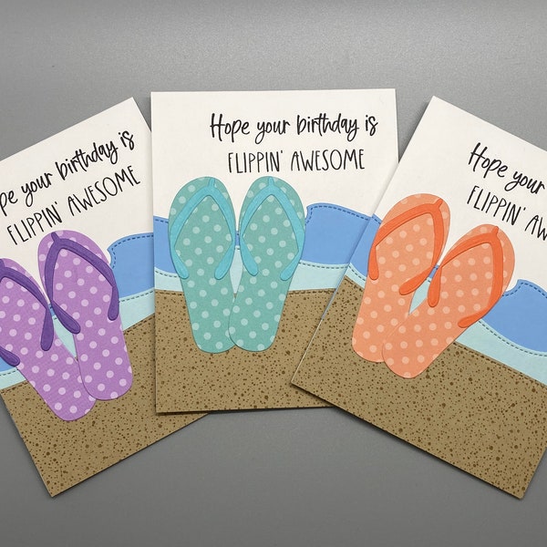 Beach Themed Birthday Card, Ocean Celebration Card, Handmade Greeting Card