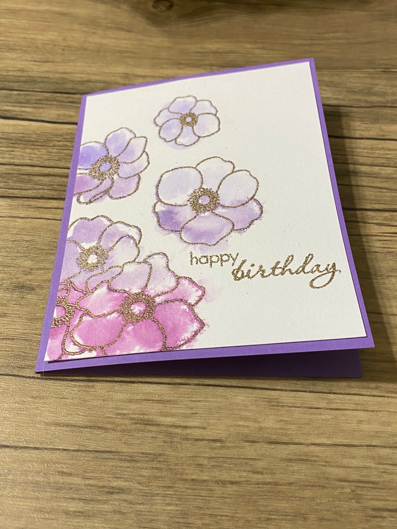 Purple Watercolor Flower Birthday Card