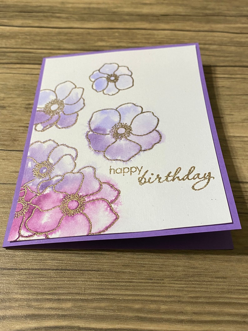 Purple Watercolor Flower Birthday Card