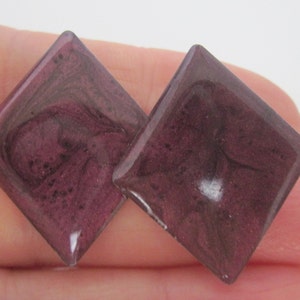 Vintage 1980s Metallic Purple Enamel Diamond Shape Stud Earrings, Geometric Pierced Retro 80s Earrings, Vintage Jewelry, Gift for Her