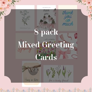 Juego de tarjetas de felicitación mixtas, tarjetas de amistad, tarjetas de agradecimiento, tarjetas de condolencia, tarjetas de aliento, tarjetas estéticas, tarjetas en blanco, paquete de 8