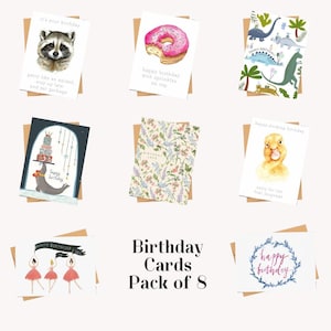 Jeu de cartes d'anniversaire, cartes de voeux uniques, cadeau d'anniversaire parfait, jolies cartes de voeux, cartes de voeux esthétiques, intérieur vierge, lot de 8
