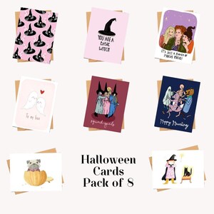Jeu de cartes d'Halloween, cartes de voeux effrayantes, cadeau d'Halloween parfait, cartes de voeux fantastiques, cartes de voeux citrouilles, intérieur vierge, lot de 8