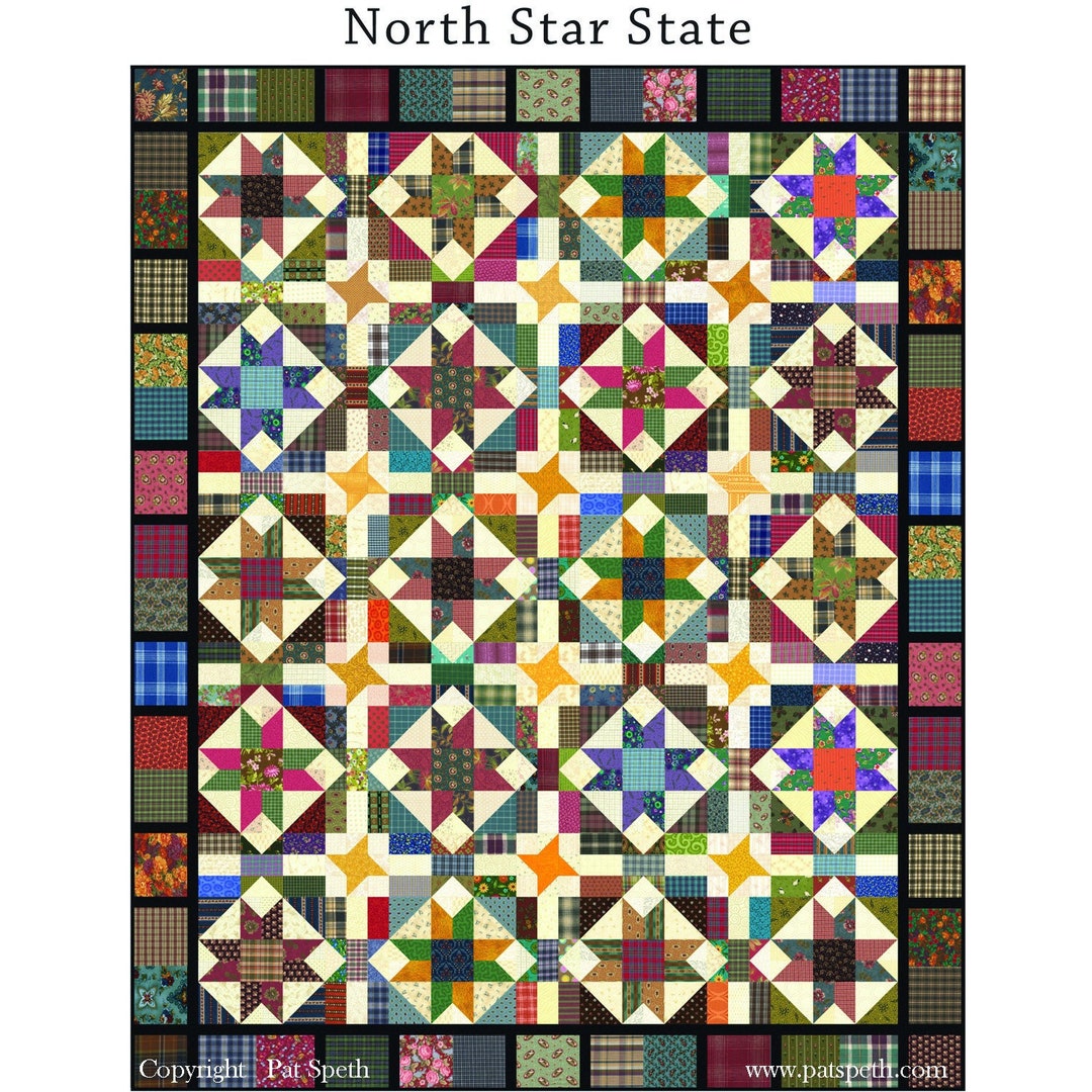 North Star State Quilt Pattern PDF Download Nickel Quilt by Pat Speth Twin Size Etsy
