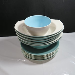 Vintage Poole Pottery Twintone soppskål med undertallrik