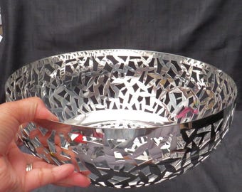 Vintage Alessi Italy Inox 18/10 M.sansoni 2002 Metal Cutout Basket