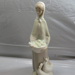 Vintage Tang Lladró Porcelain Girl with Ducks Figurine