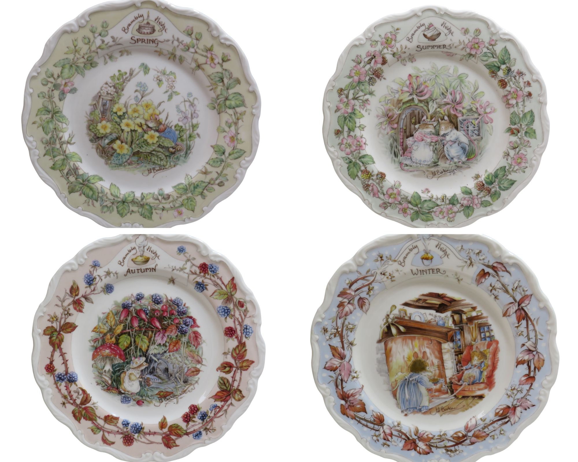 ロイヤルドルトン　ジル·バークレム1982　四季4枚セット【廃盤品】 Royal DoultonJill Barklem 1982四季4枚セット